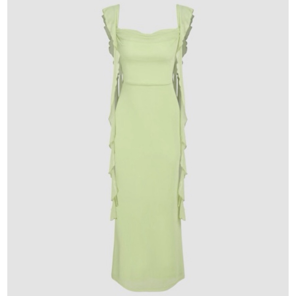 Cider Mesh Ruffle Hem Maxi Dress